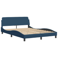 Produktbild för Bed Frame without Mattress "Hanko" Blue 140x200cm Fabric