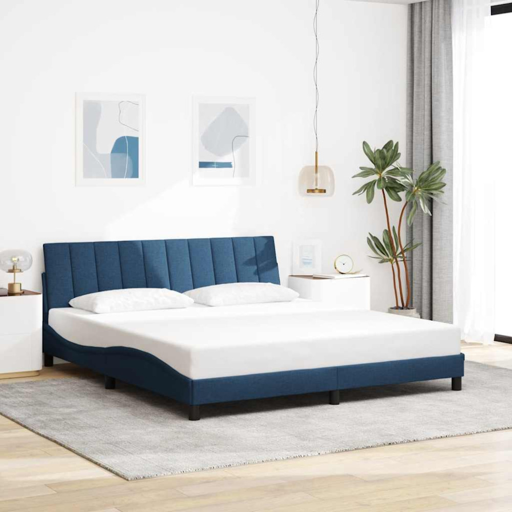 Produktbild för Bed Frame without Mattress "Hanko" Blue 180x200cm Fabric