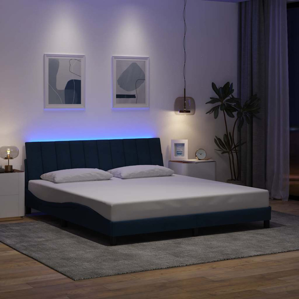 Produktbild för Bed Frame without Mattress "Hanko" Blue 180x200cm Fabric
