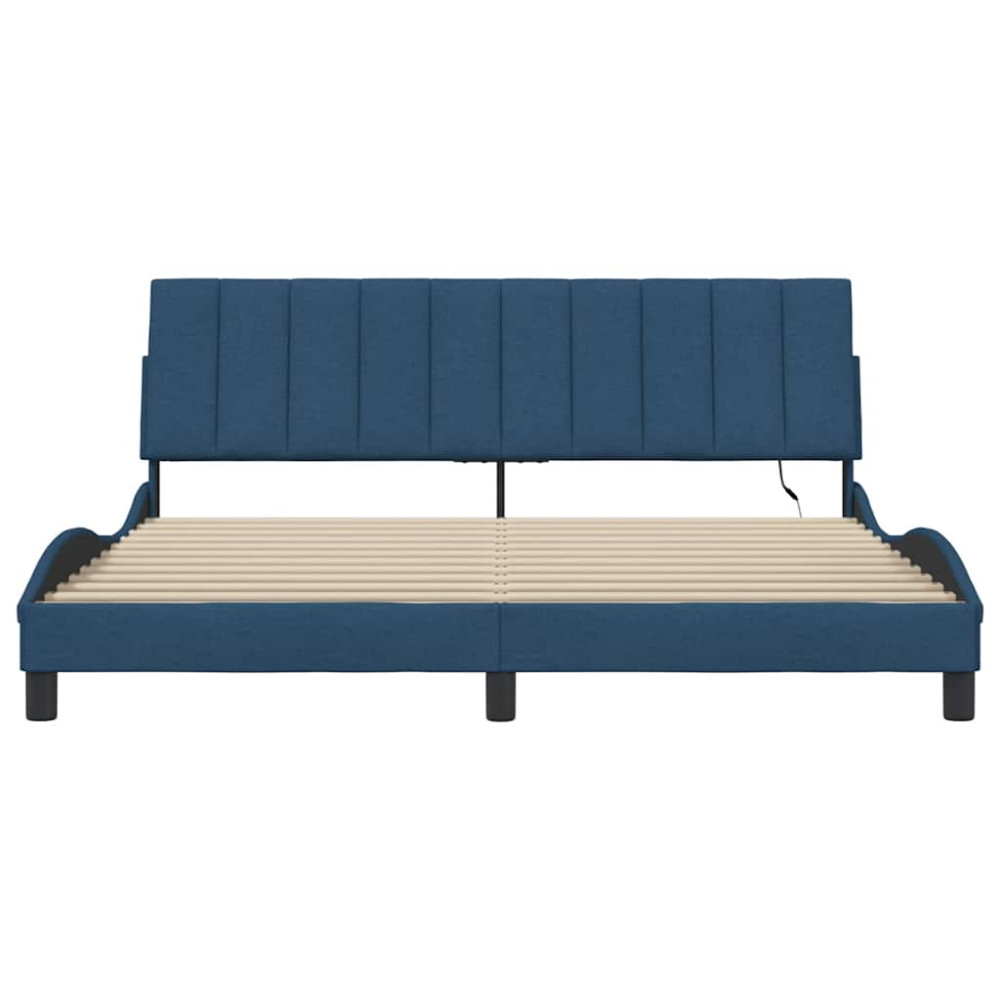 Produktbild för Bed Frame without Mattress "Hanko" Blue 180x200cm Fabric