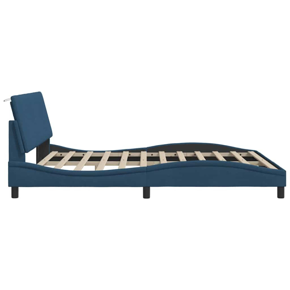 Produktbild för Bed Frame without Mattress "Hanko" Blue 180x200cm Fabric