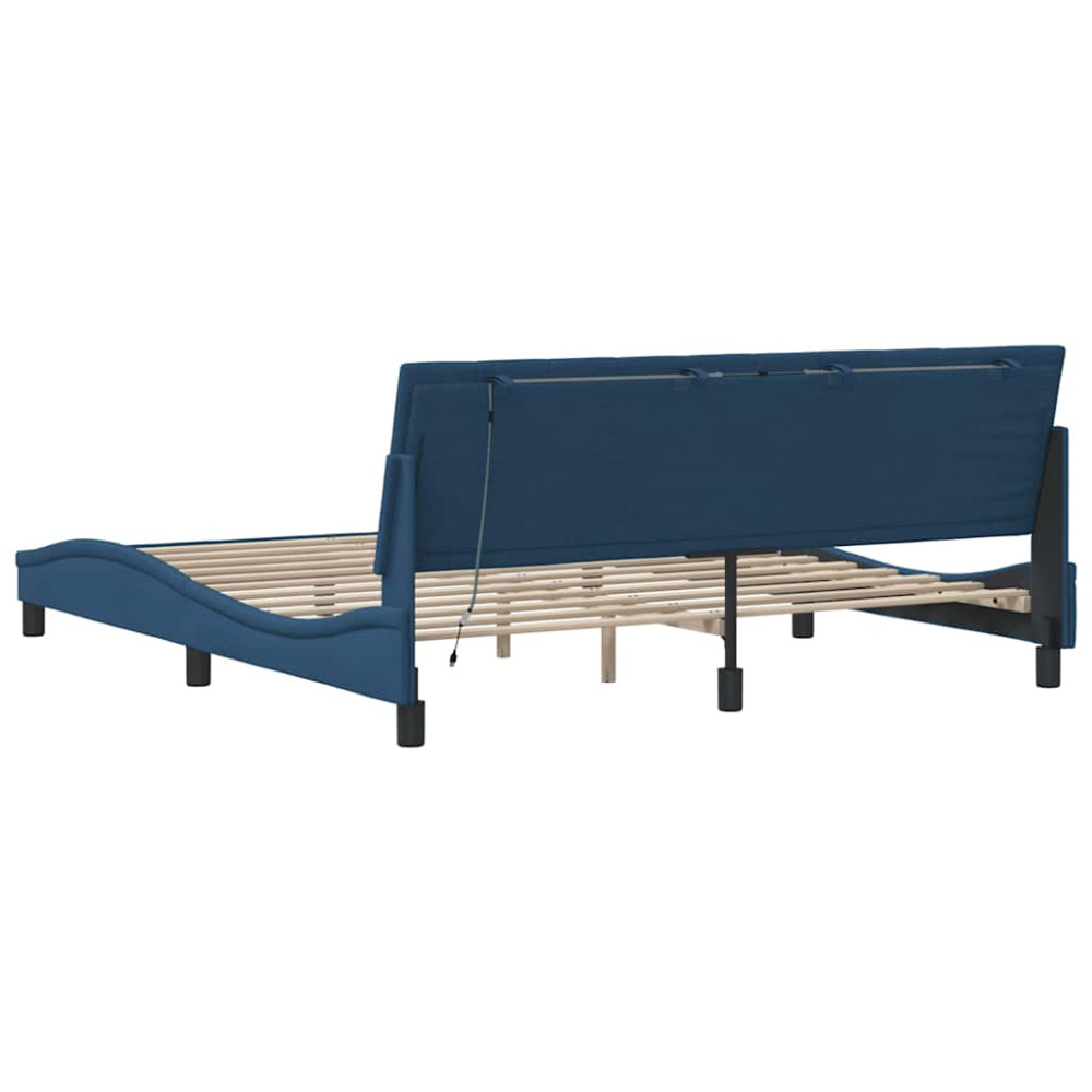 Produktbild för Bed Frame without Mattress "Hanko" Blue 180x200cm Fabric