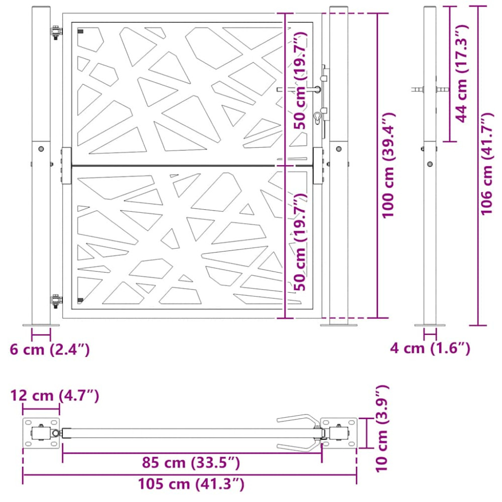 Produktbild för Trädgårdsgrind svart 100x100 cm stål ljusdesign