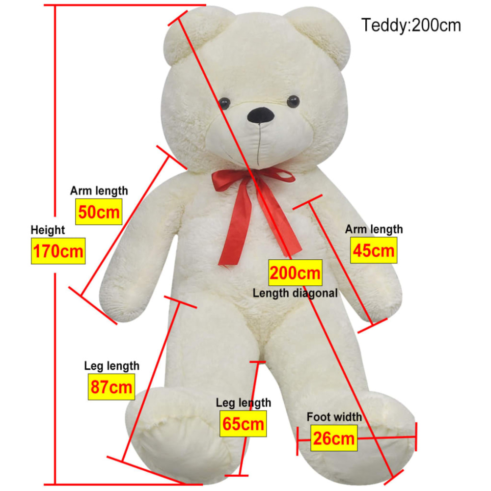 Produktbild för Nallebjörn vit plysch 170 cm