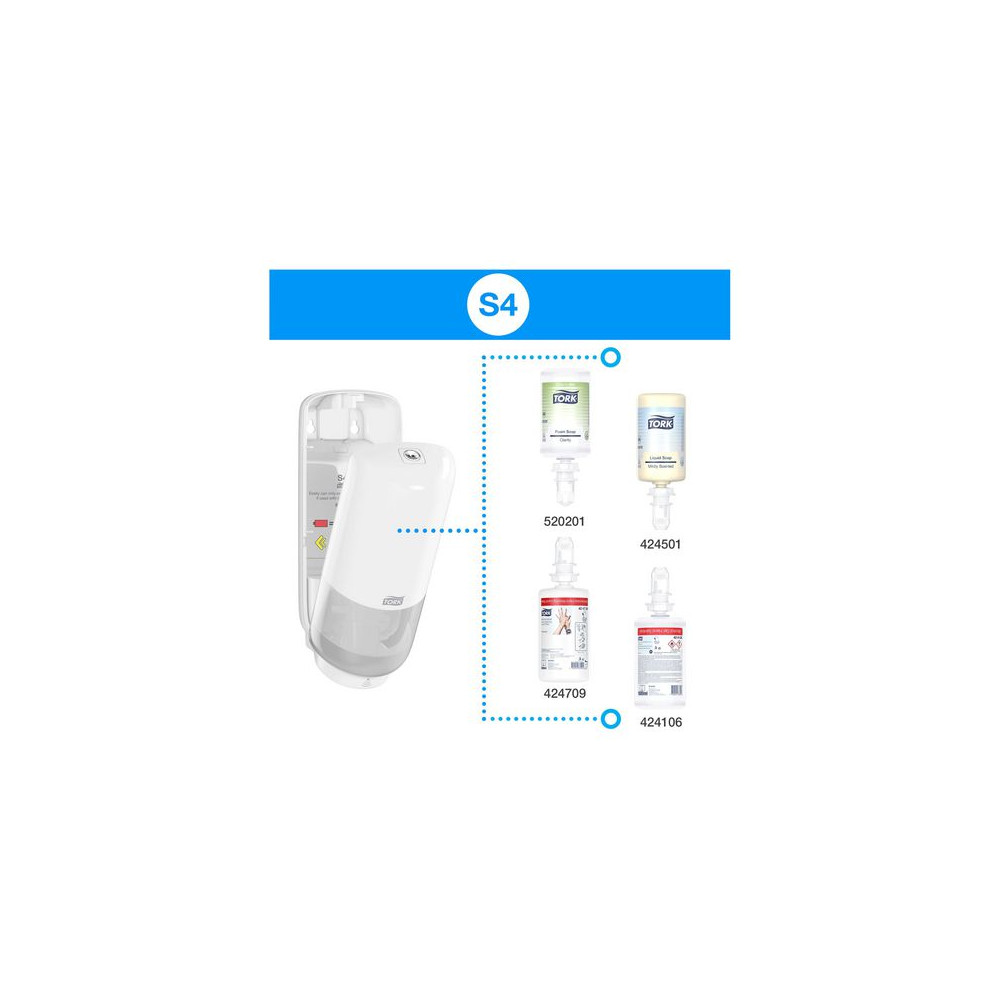 Produktbild för Dispenser TORK S4 tvål/handsprit vit