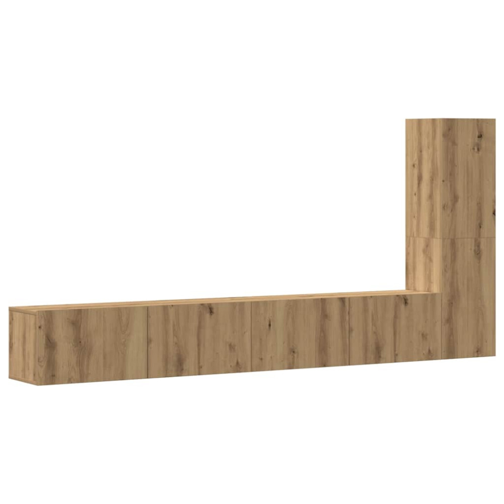 Produktbild för TV-skåp väggmonterat 3 delar artisan ek konstruerat trä