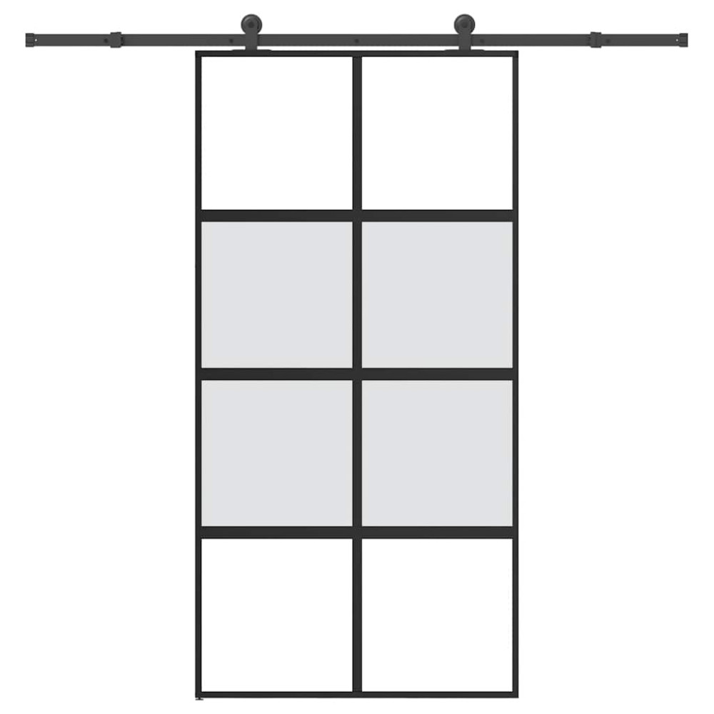 Produktbild för Skjutdörr med beslag 102,5x205 cm härdat glas och aluminium