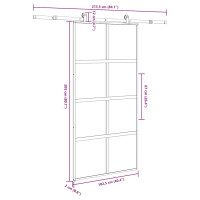 Produktbild för Skjutdörr med beslag 102,5x205 cm härdat glas och aluminium