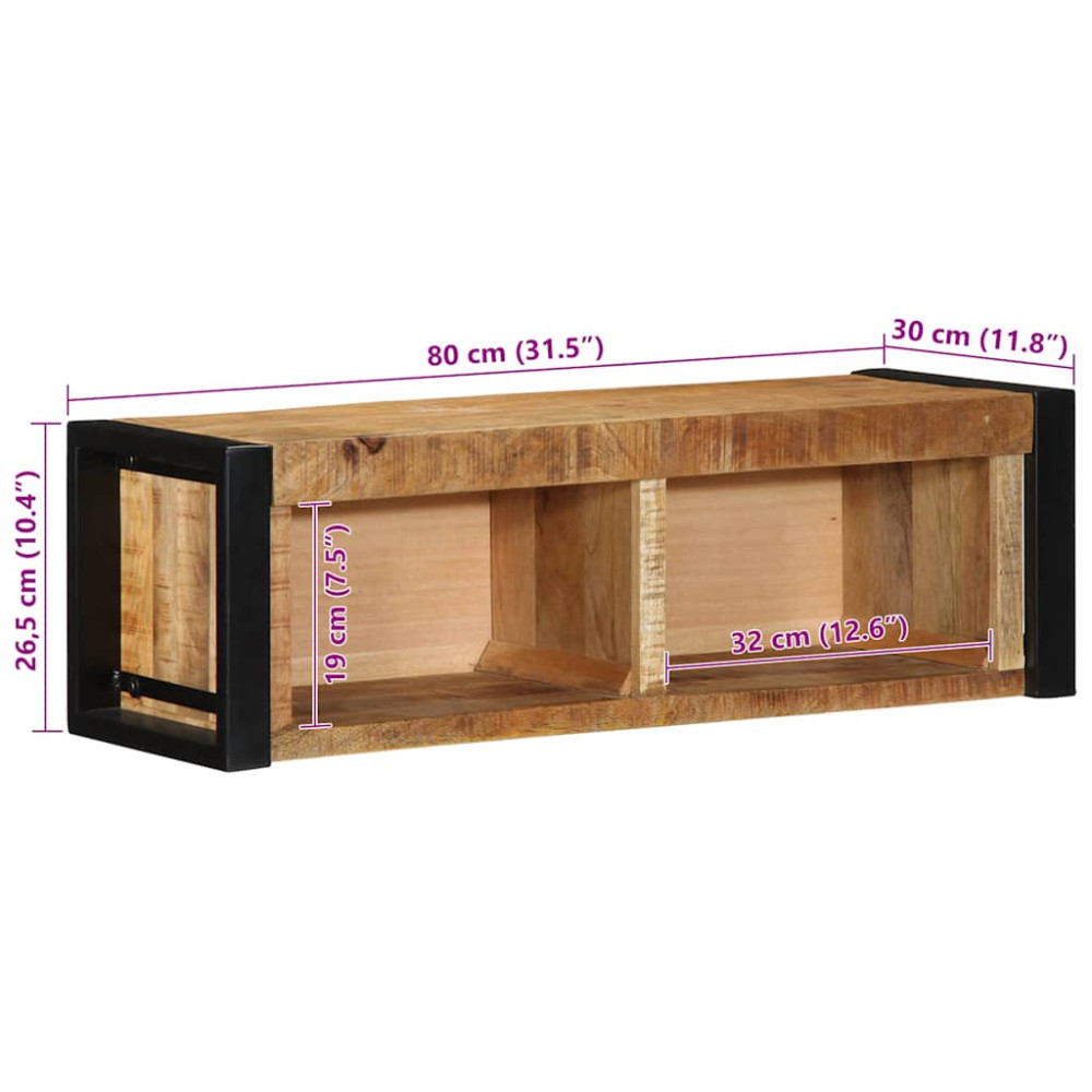 Produktbild för Tv-bänk 80x30x25 cm massivt grovt mangoträ