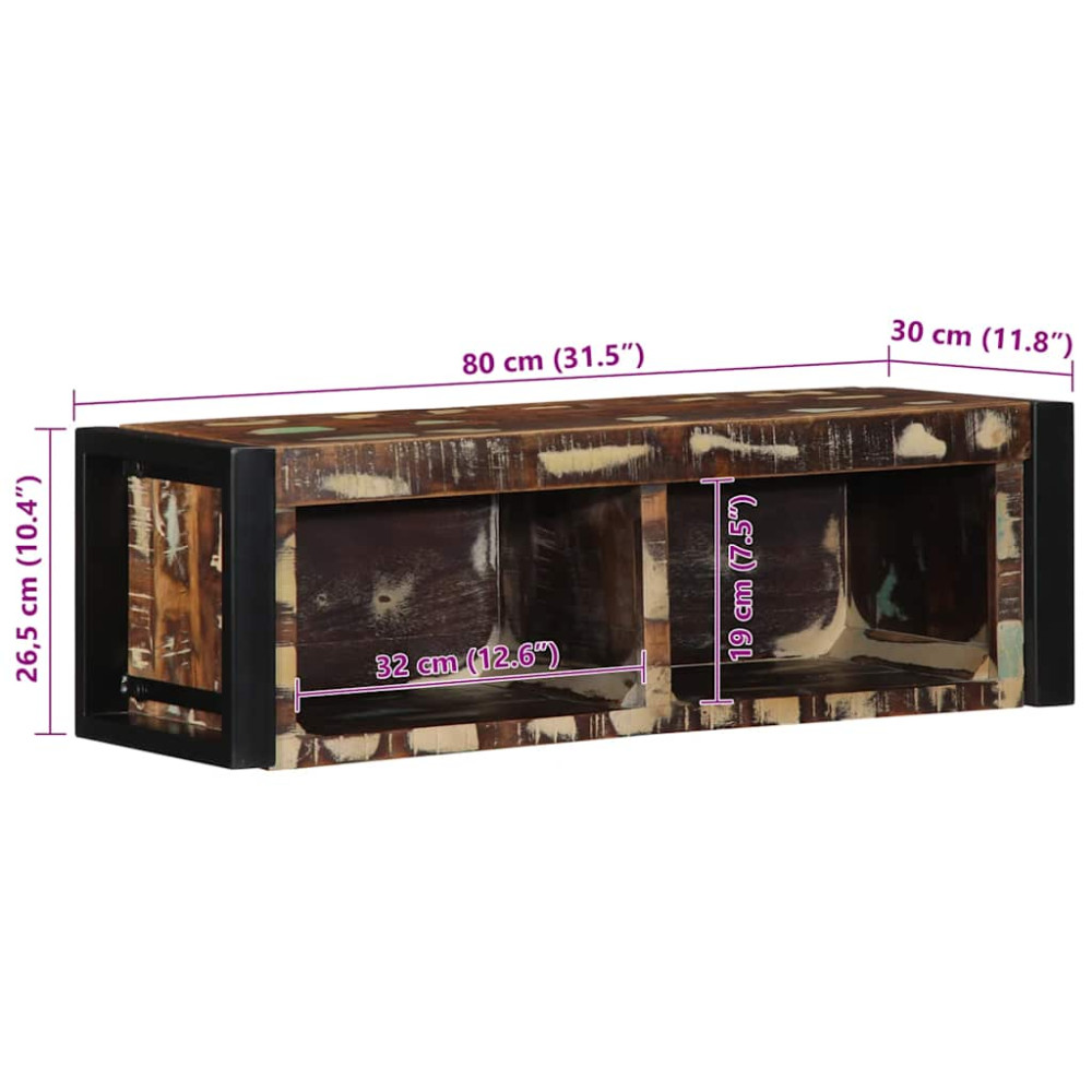 Produktbild för Tv-bänk flerfärgad 80x30x25 cm massivt återvunnet trä