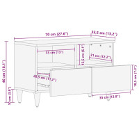 Produktbild för TV-bänk ljusgrå 70x33,5x46 cm mango i massivt trä