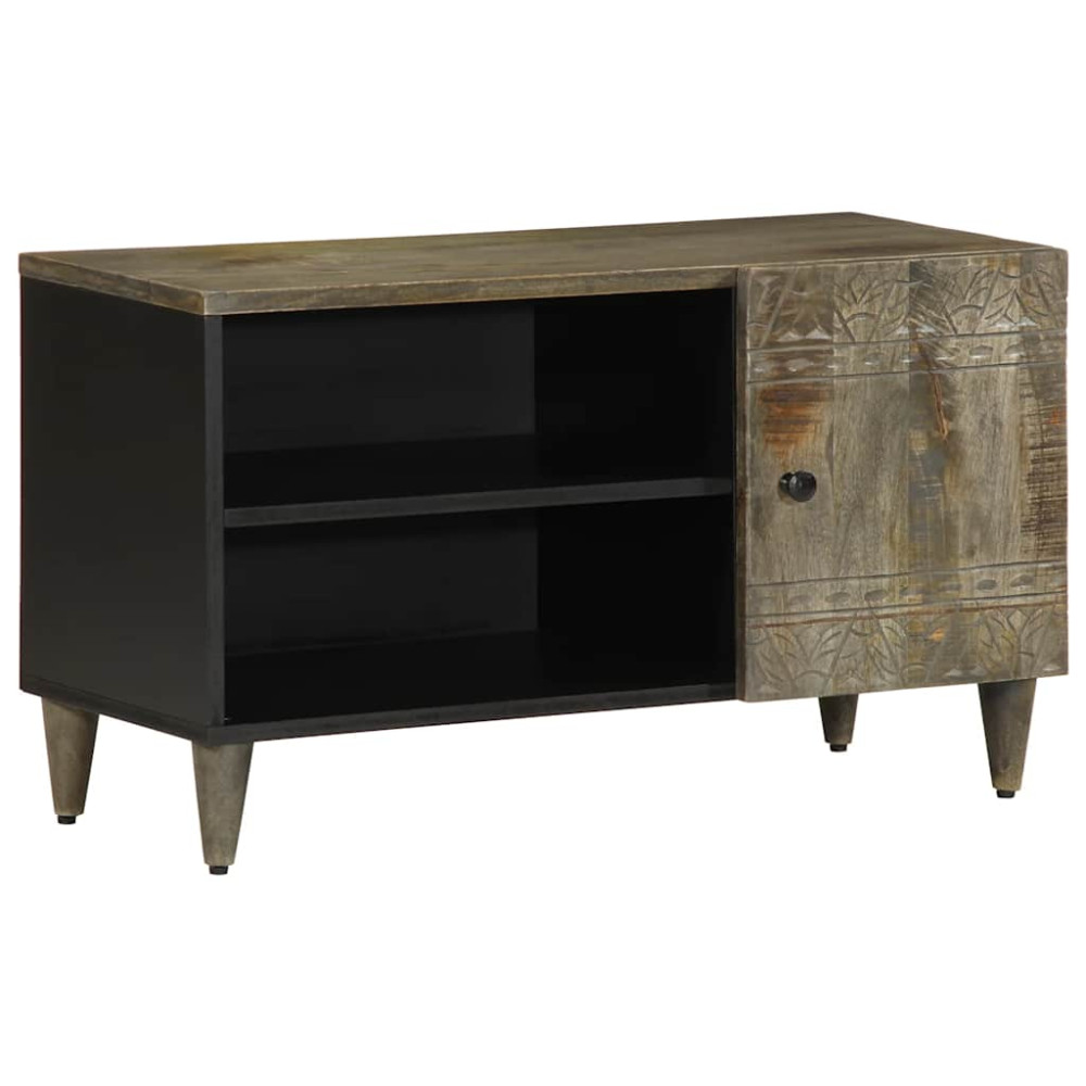 Produktbild för TV-bänk ljusgrå 80x31,5x46 cm massivt trä mango