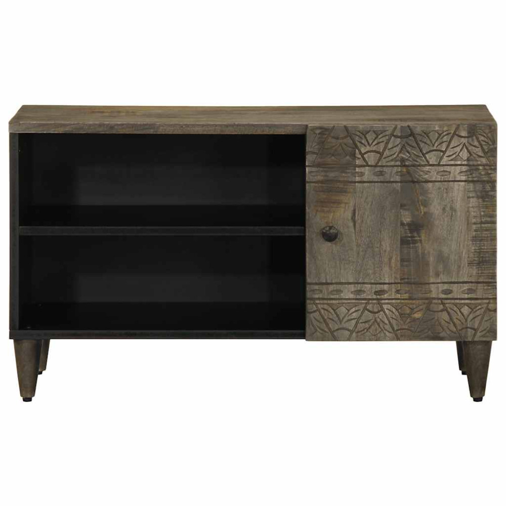 Produktbild för TV-bänk ljusgrå 80x31,5x46 cm massivt trä mango