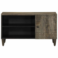 Produktbild för TV-bänk ljusgrå 80x31,5x46 cm massivt trä mango