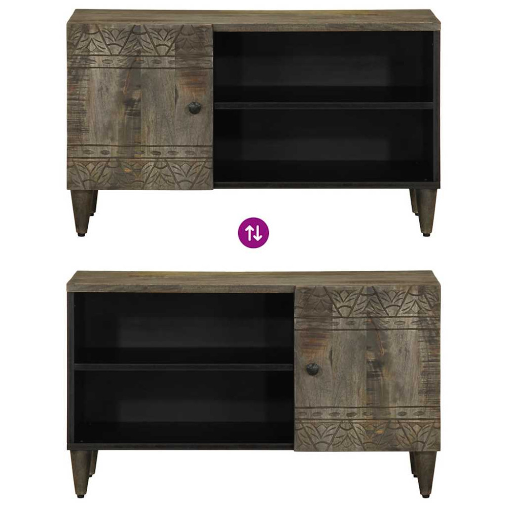 Produktbild för TV-bänk ljusgrå 80x31,5x46 cm massivt trä mango