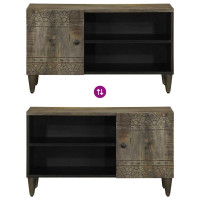 Produktbild för TV-bänk ljusgrå 80x31,5x46 cm massivt trä mango