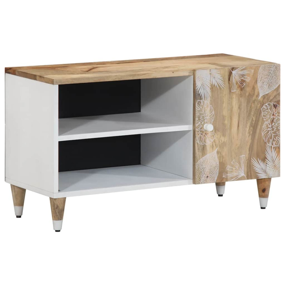 Produktbild för Tv-bänk 80x31,5x46 cm massivt mangoträ