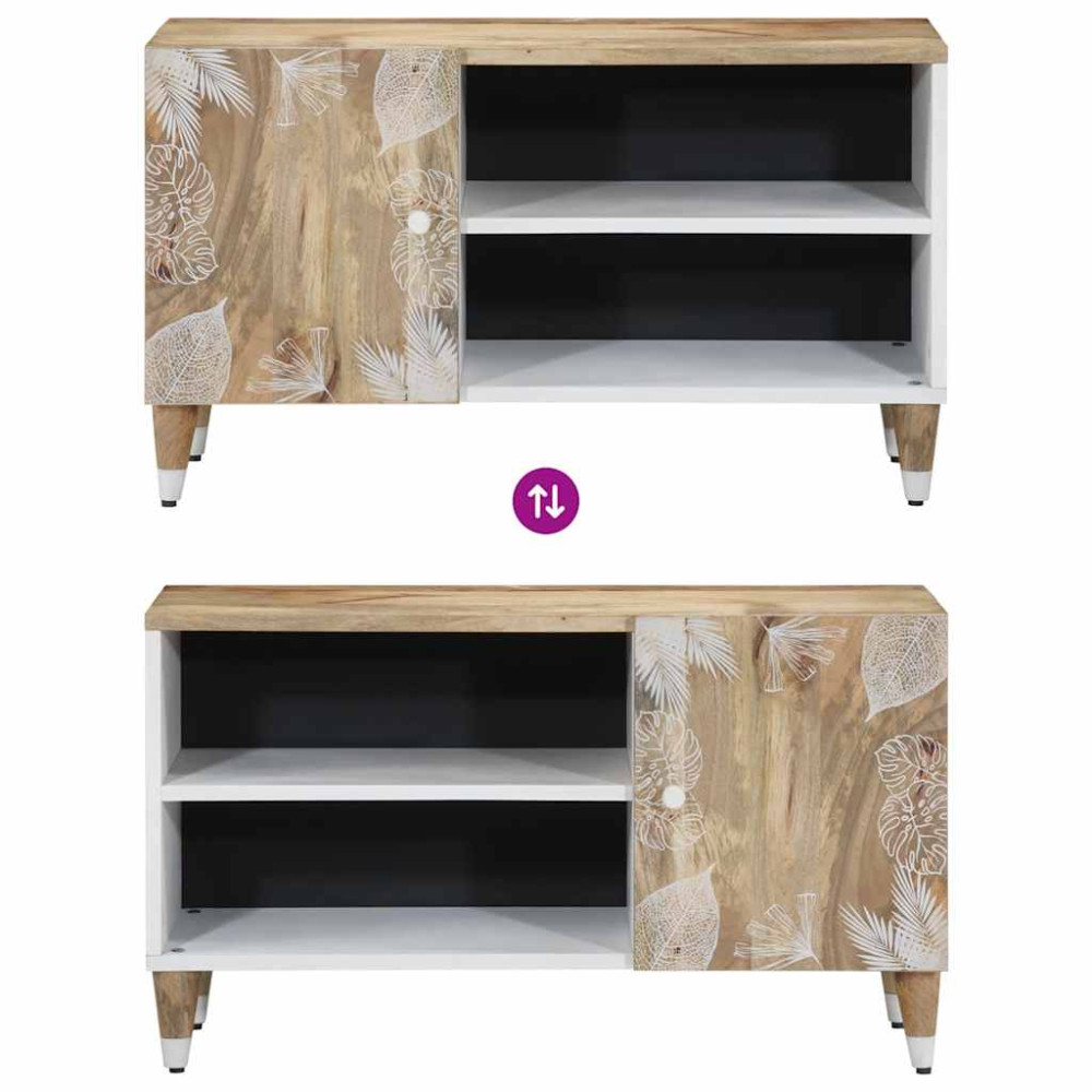 Produktbild för Tv-bänk 80x31,5x46 cm massivt mangoträ
