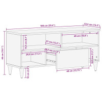 Produktbild för TV-bänk 100x33,5x46 cm mango i massivt trä
