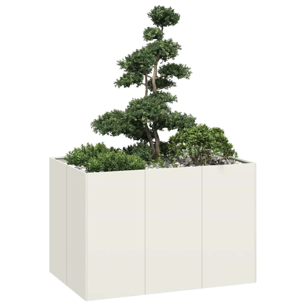 Produktbild för Planteringskärl vit 120x80x80 cm stål