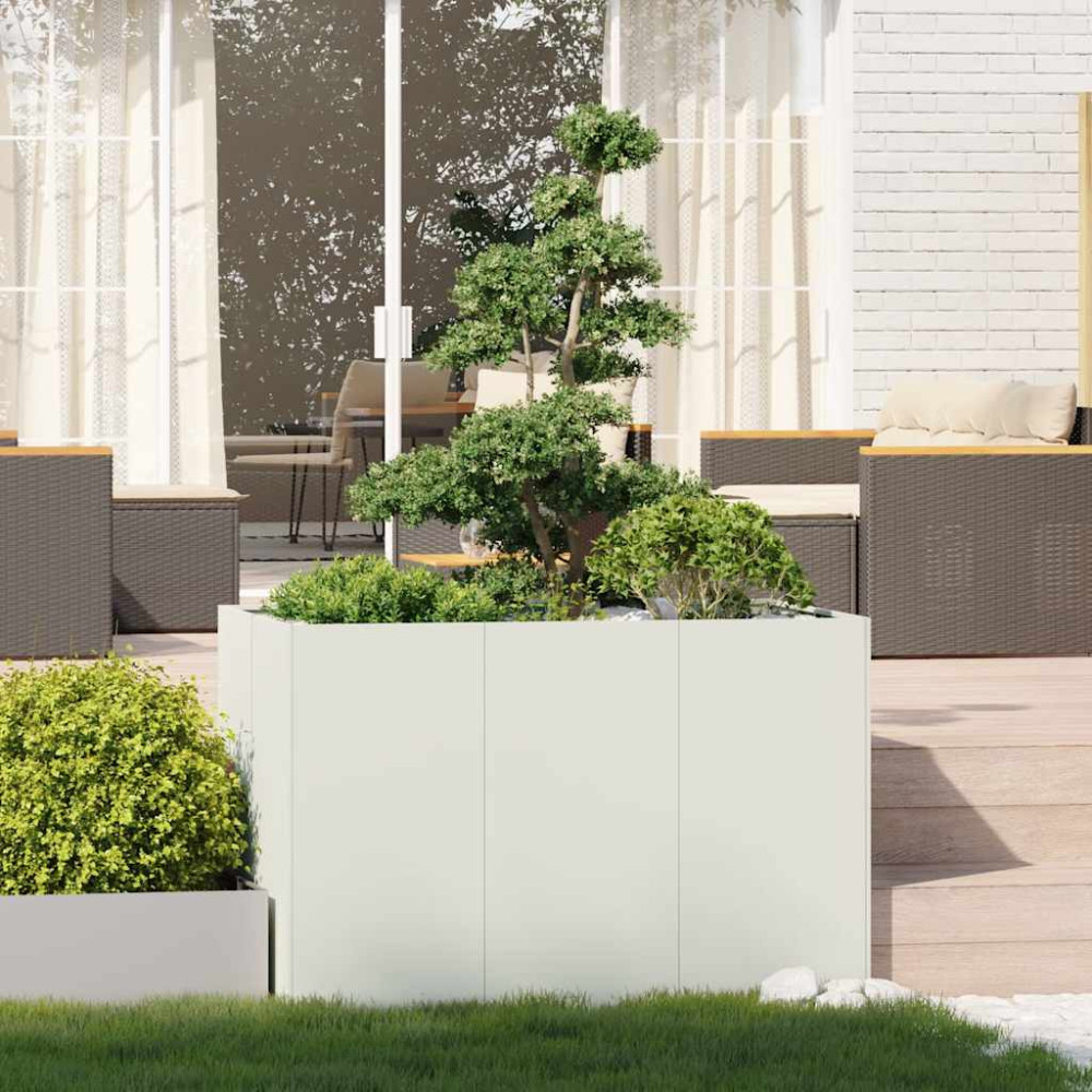 Produktbild för Planteringskärl vit 120x80x80 cm stål