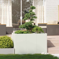 Produktbild för Planteringskärl vit 120x80x80 cm stål