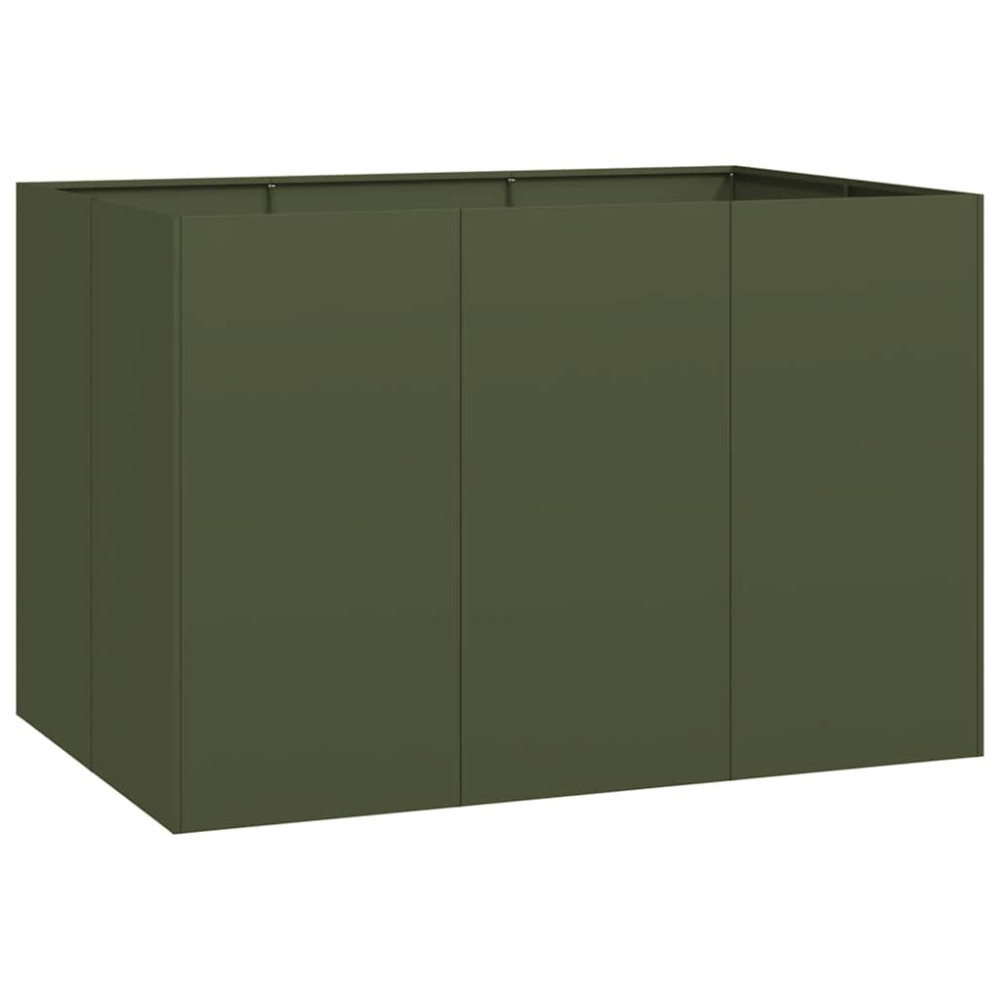 Produktbild för Planteringskärl olivgrön 120x80x80 cm stål