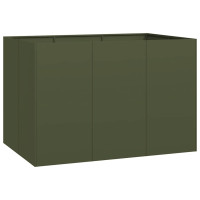 Produktbild för Planteringskärl olivgrön 120x80x80 cm stål