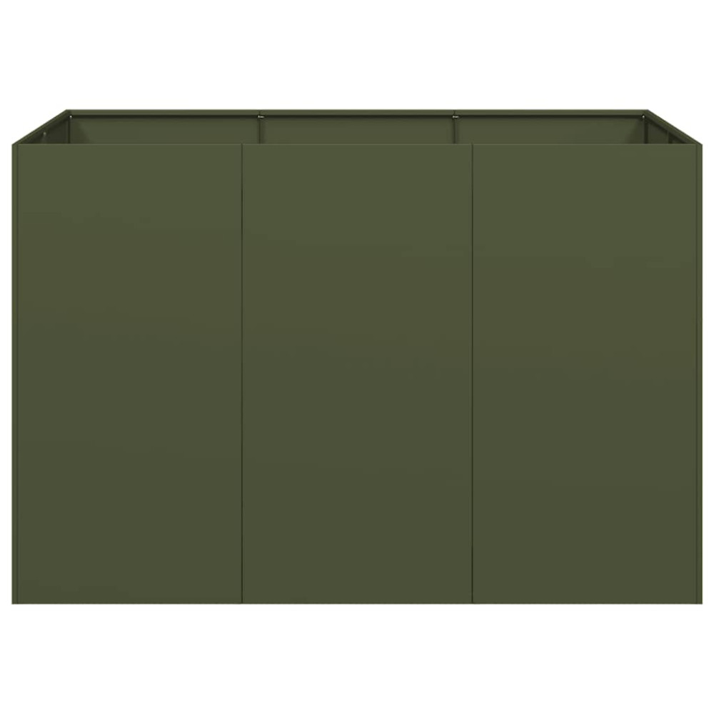 Produktbild för Planteringskärl olivgrön 120x80x80 cm stål