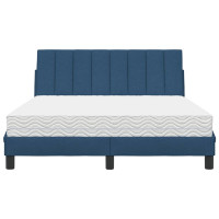 Produktbild för Bed with Mattress "Hanko" Blue 140x190 cm Fabric