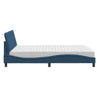 Produktbild för Bed with Mattress "Hanko" Blue 140x190 cm Fabric