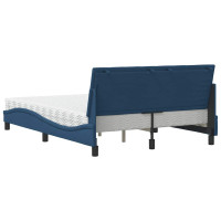 Produktbild för Bed with Mattress "Hanko" Blue 140x190 cm Fabric