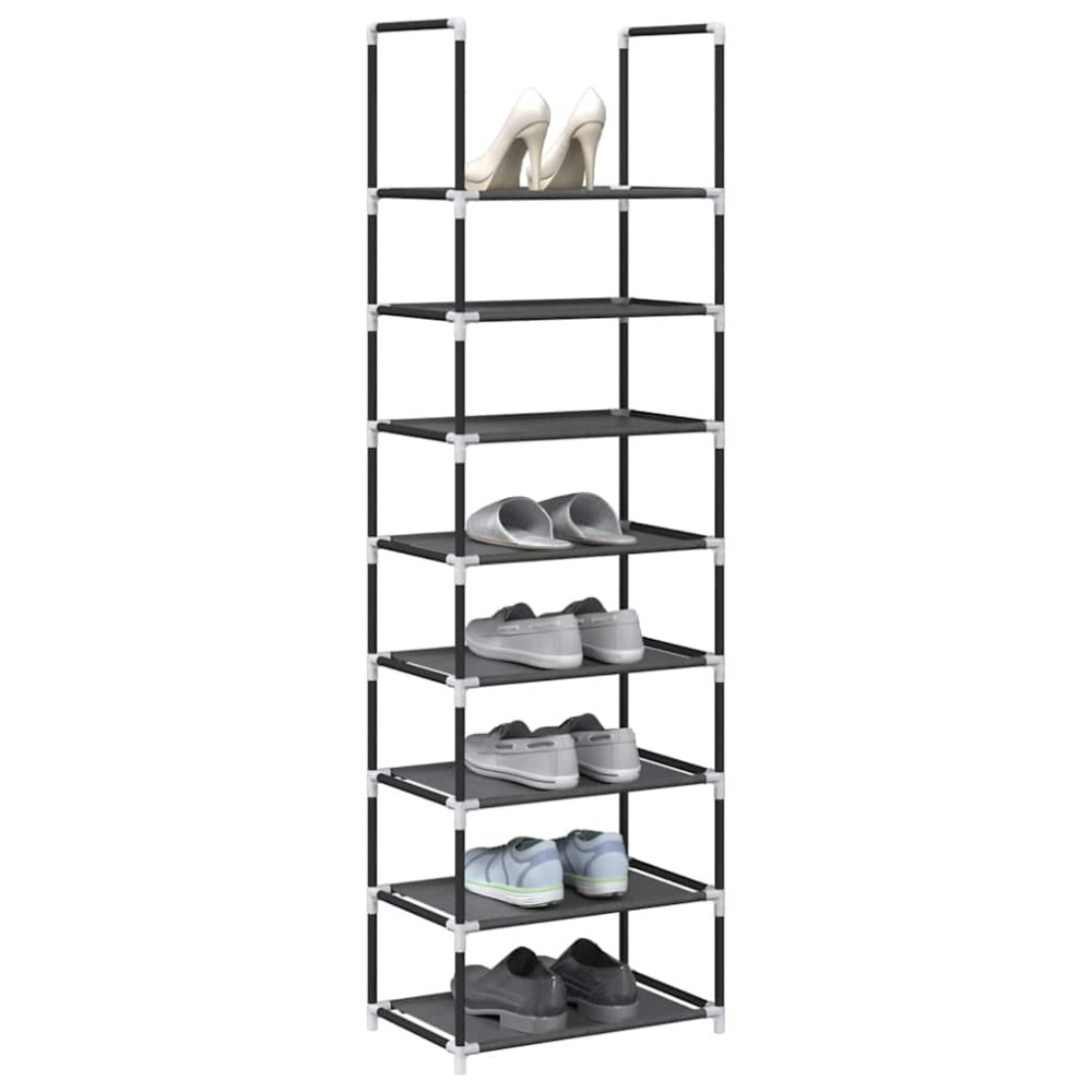 Produktbild för Skohylla 8 hyllor svart 44x28x145 cm fiberduk