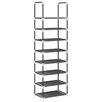 Produktbild för Skohylla 8 hyllor svart 44x28x145 cm fiberduk