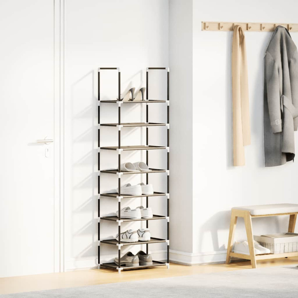 Produktbild för Skohylla 8 hyllor svart 44x28x145 cm fiberduk
