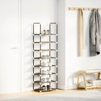Produktbild för Skohylla 8 hyllor svart 44x28x145 cm fiberduk