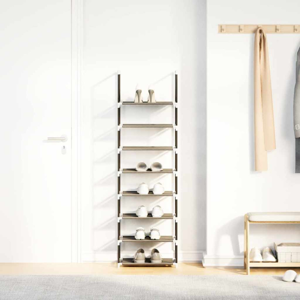 Produktbild för Skohylla 8 hyllor svart 44x28x145 cm fiberduk