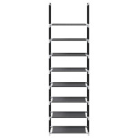 Produktbild för Skohylla 8 hyllor svart 44x28x145 cm fiberduk