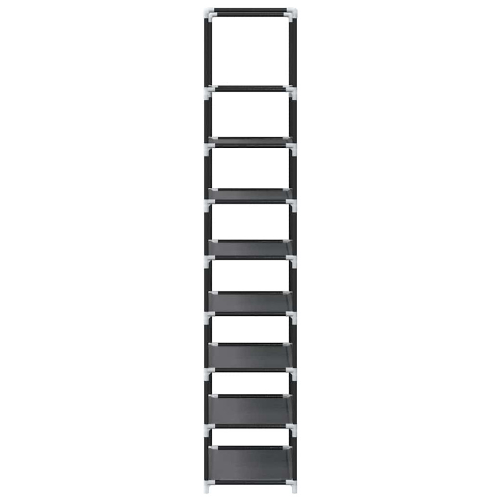 Produktbild för Skohylla 8 hyllor svart 44x28x145 cm fiberduk