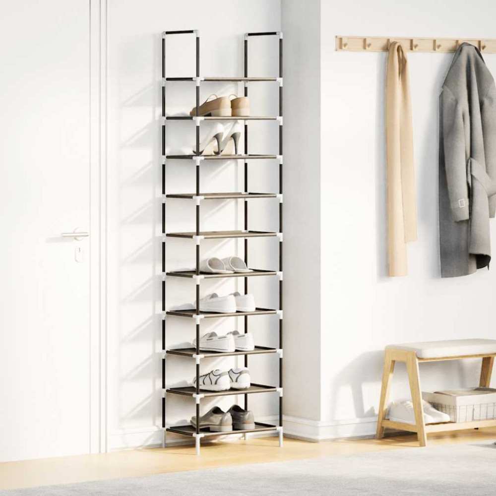 Produktbild för Skohylla 10-vånings svart 44x28x180 cm fiberduk