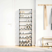 Produktbild för Skohylla 10 våningar grå 54x28x158 cm fiberduk