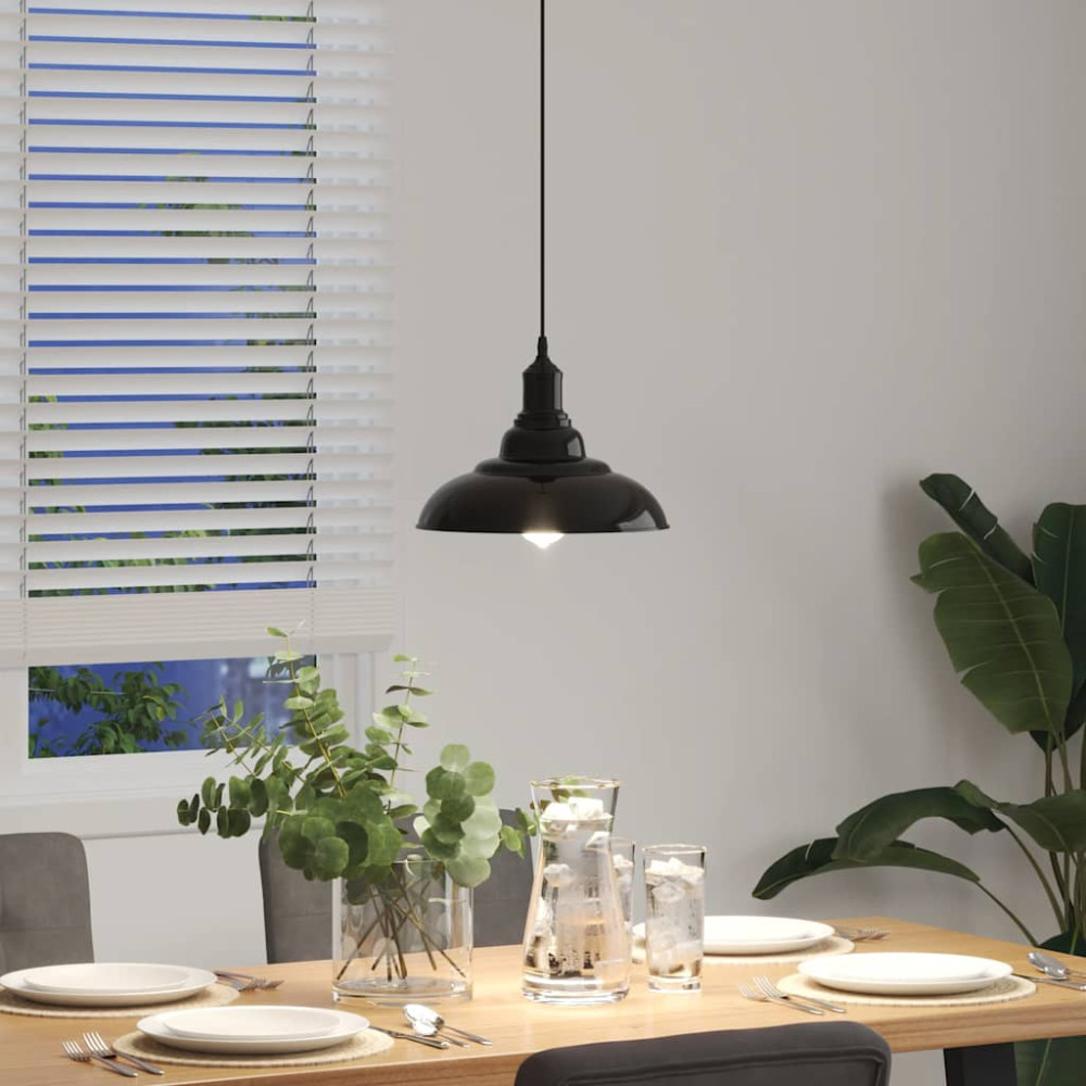 Produktbild för Taklampa höjdjusterbar E27 svart Ø 31 cm metall