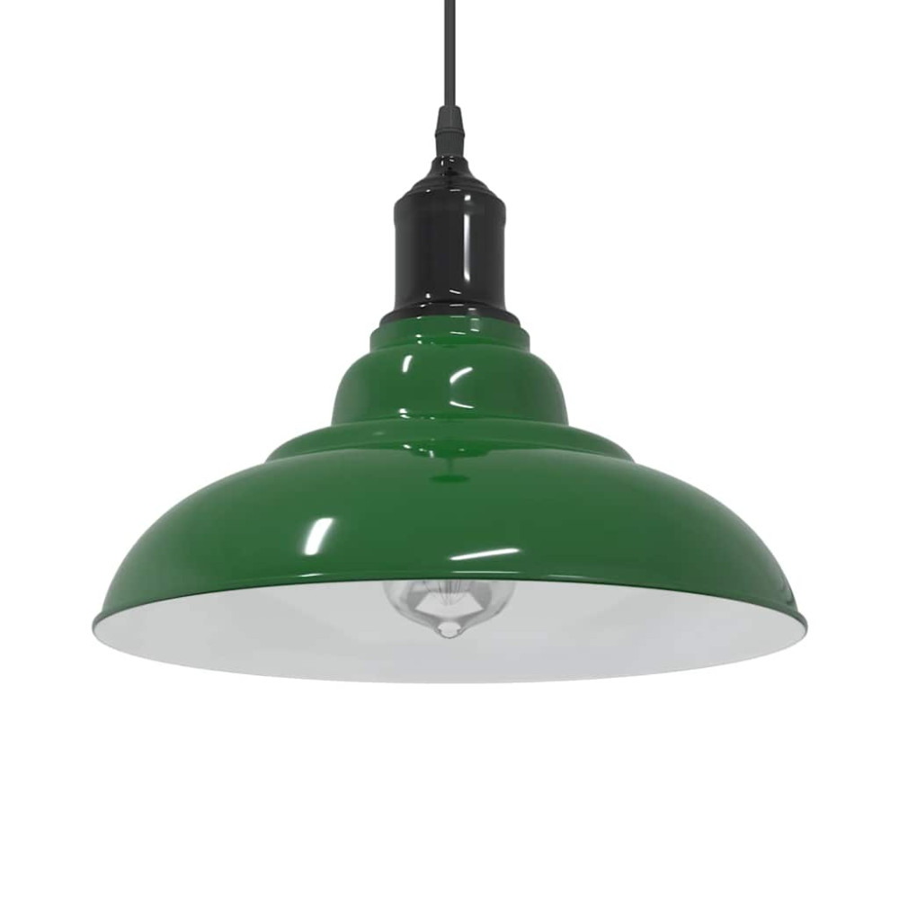 Produktbild för Taklampa höjdjusterbar E27 glans grön Ø 31 cm metall