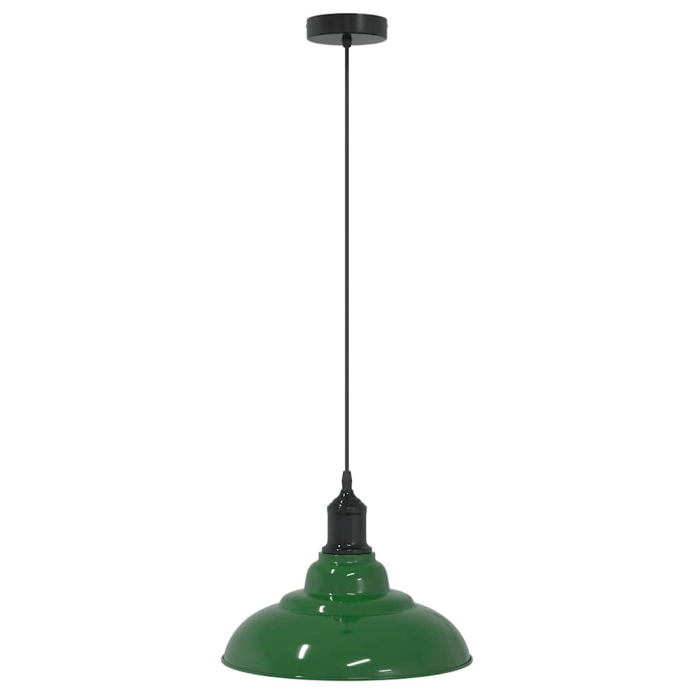 Produktbild för Taklampa höjdjusterbar E27 glans grön Ø 31 cm metall
