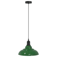Produktbild för Taklampa höjdjusterbar E27 glans grön Ø 31 cm metall