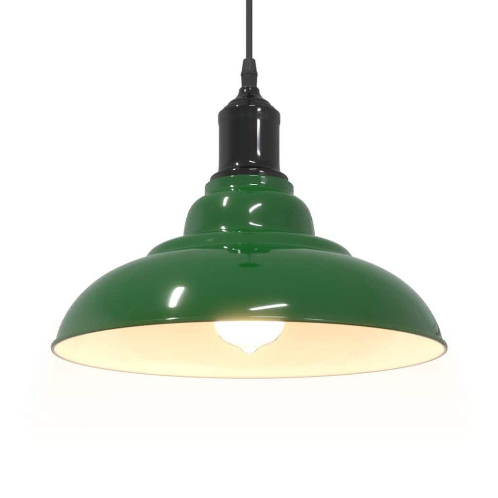 Produktbild för Taklampa höjdjusterbar E27 glans grön Ø 31 cm metall