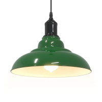 Produktbild för Taklampa höjdjusterbar E27 glans grön Ø 31 cm metall