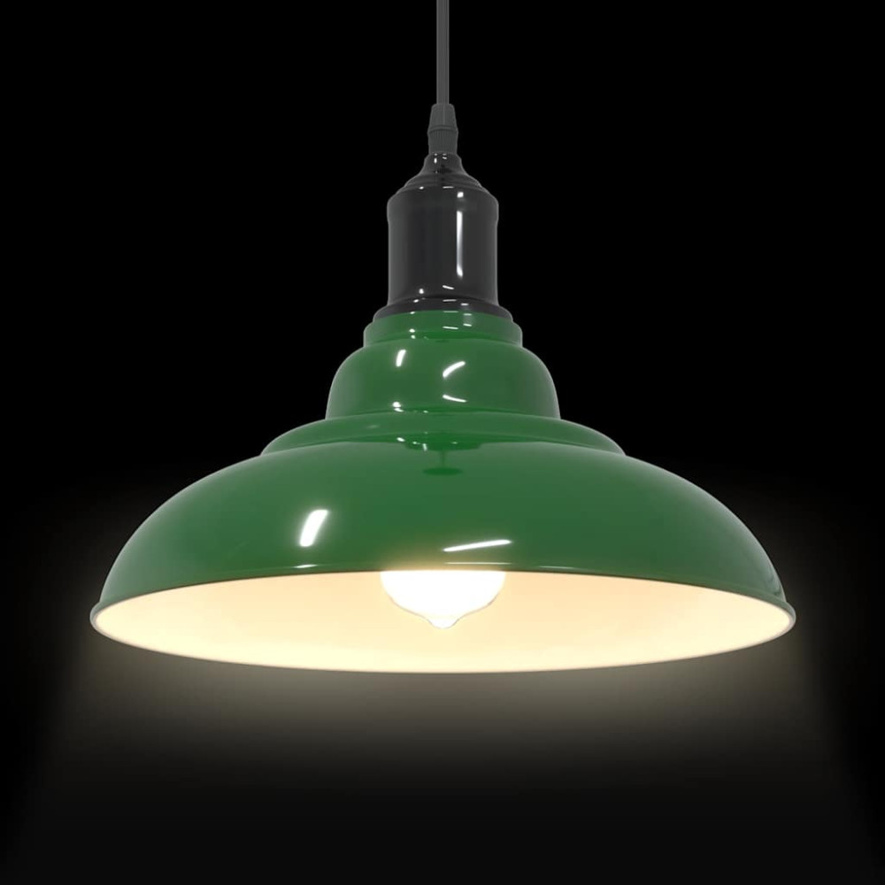 Produktbild för Taklampa höjdjusterbar E27 glans grön Ø 31 cm metall