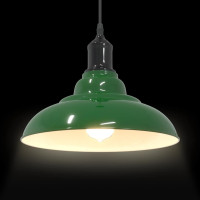 Produktbild för Taklampa höjdjusterbar E27 glans grön Ø 31 cm metall