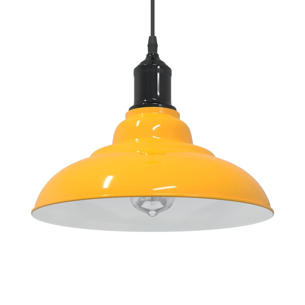 Produktbild för Taklampa höjdjusterbar E27 glans gul Ø 31 cm metall